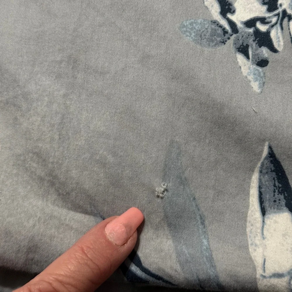 Calvin Klein Tulips Watercolor Queen Duvet Cover Grey 100% Cotton Zipper Closure